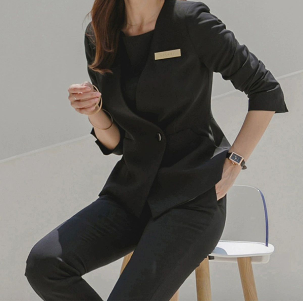 코디네이터 유니폼 뷰티샵 정장 인포 데스크 간호복 단품 상의 S - 상품 이미지