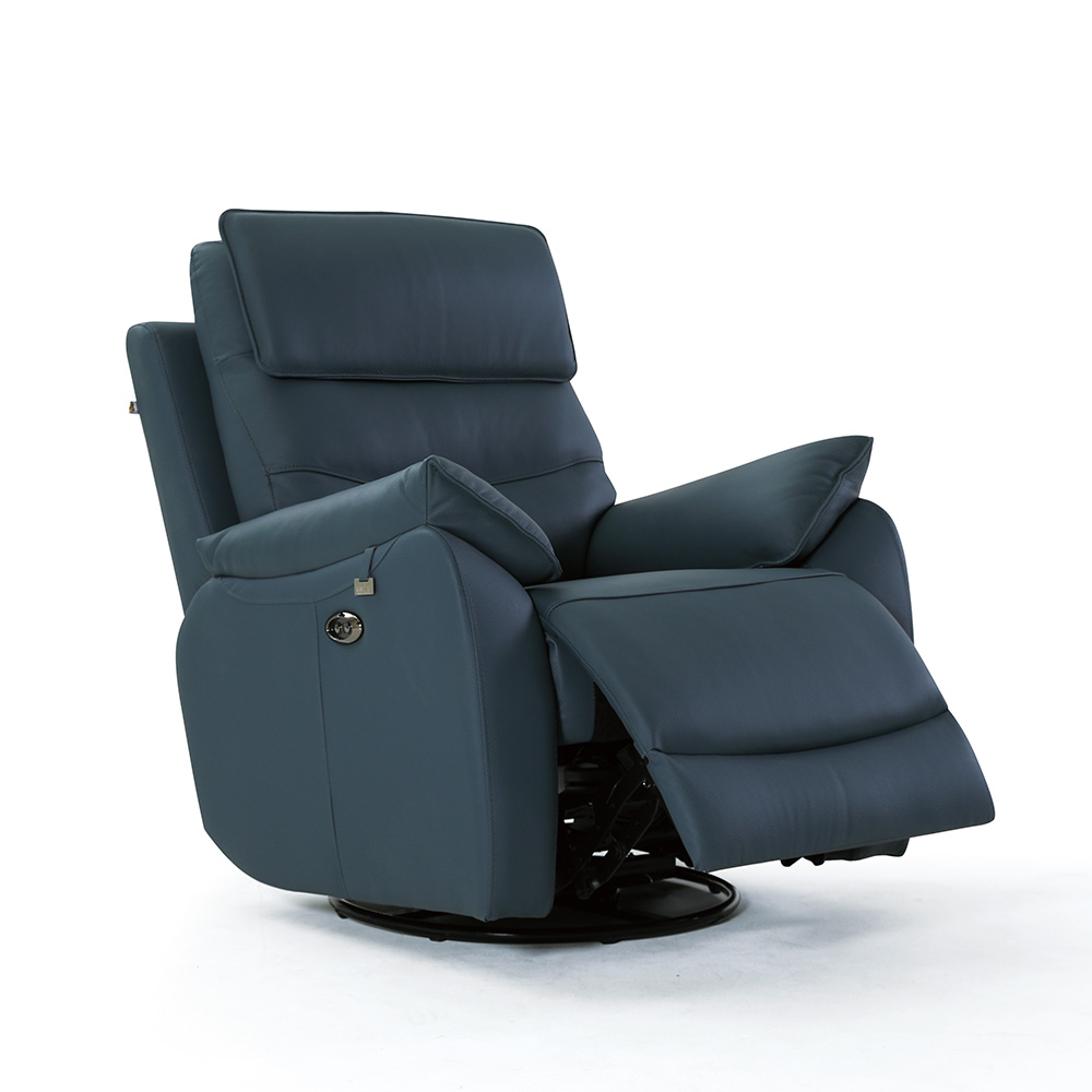 스코나 덱스터 천연 황소 통가죽 흔들 회전 1인 리클라이너 소파