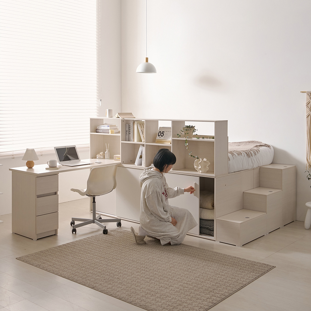 나다운 E0목재 LPM 빅수납 1200책상 슈퍼싱글침대세트 B형