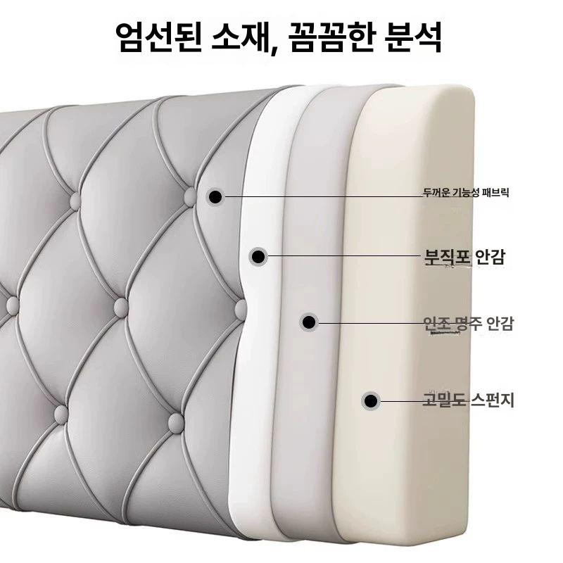 침대 헤드보드 벽쿠션 등받이 프레임 호텔식 포근한 4층 직물-청수 회색-격자 90x높이 6 있음- 에 씌움 - 상세 이미지 2