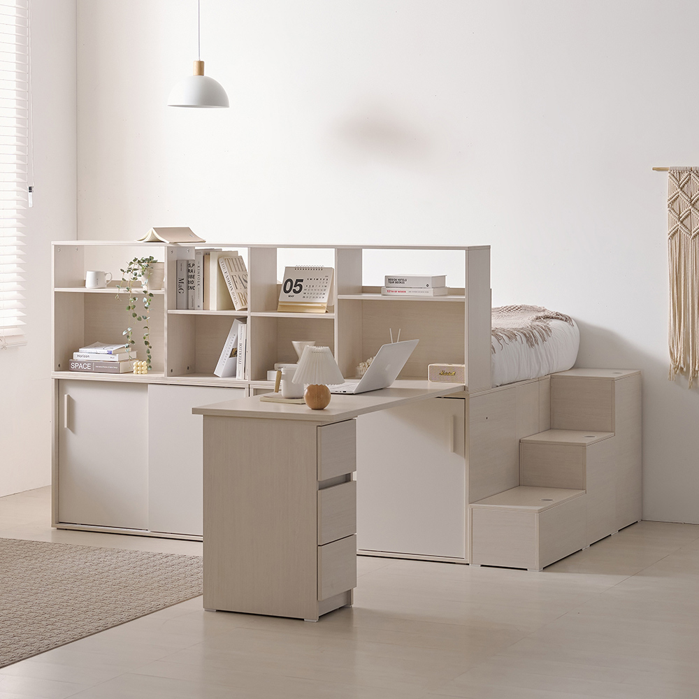 나다운 E0목재 LPM 빅수납 1200책상 슈퍼싱글침대세트 B형