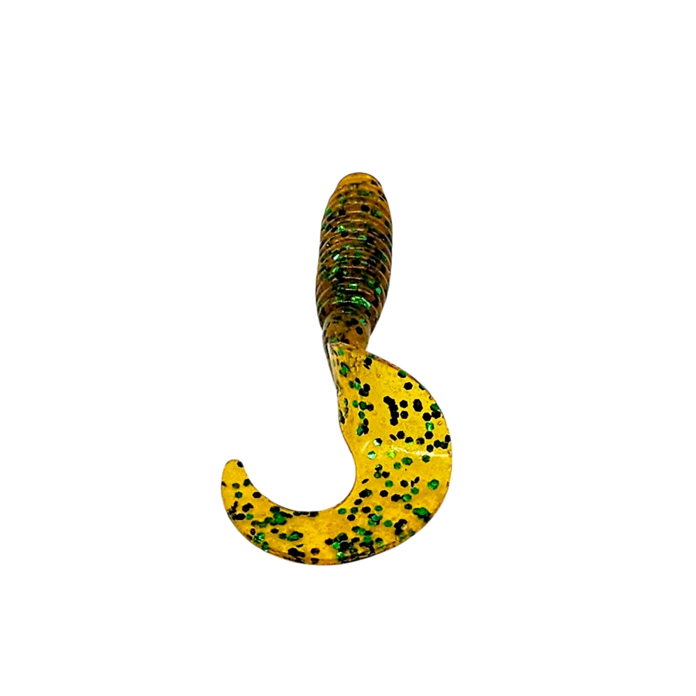 캣츠크로우 B그럽웜 쏘가리웜 광어 양태 농어 우럭 락피쉬웜 018 골드 그린, 7.6cm(3인치) - 상세 이미지 3