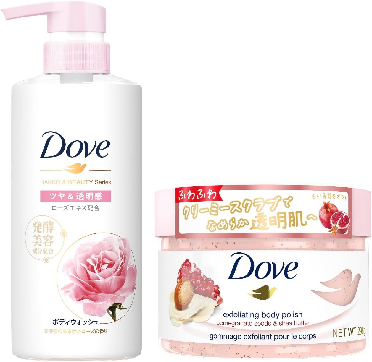 도브 발효 뷰티 장미향 바디워시 펌프 480g 석류&amp;시어버터 바디스크럽 본체 298g