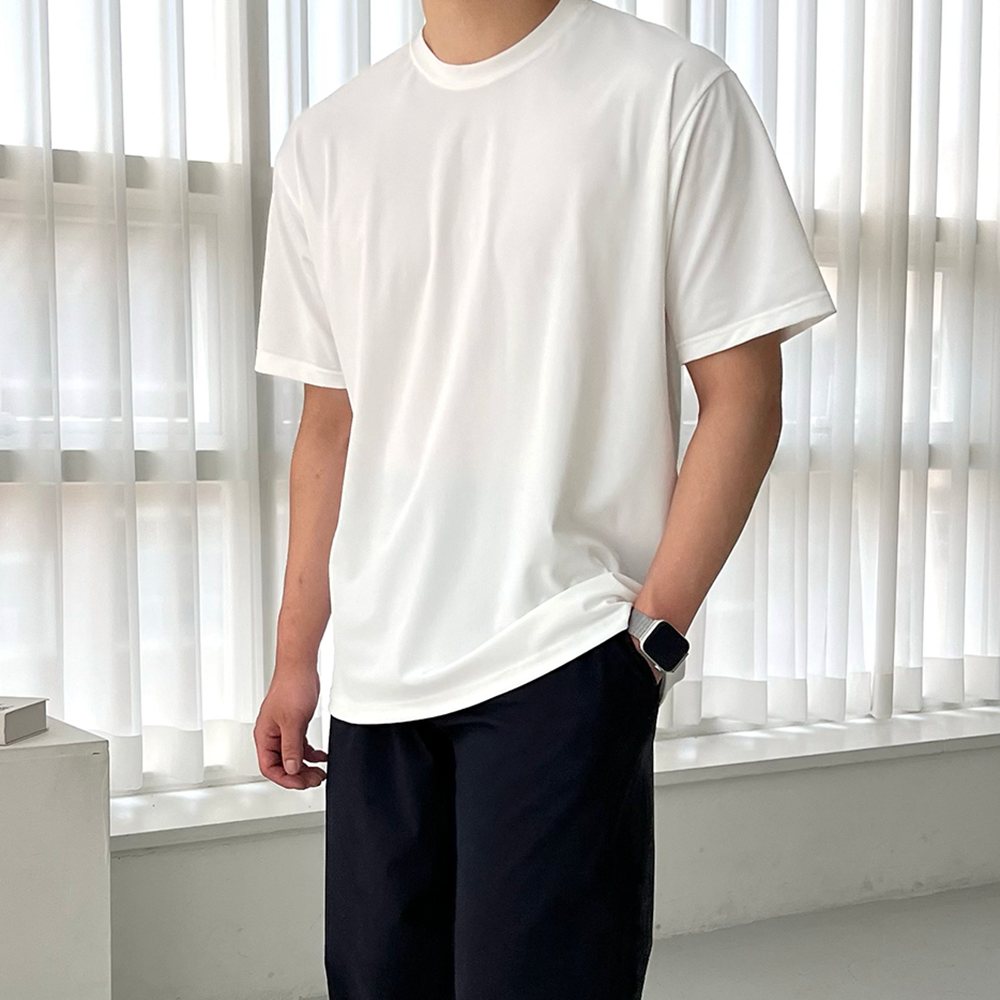 쿨티셔츠 기능성쿨티셔츠 쿨링반팔티 남자흰티 - 상품 이미지