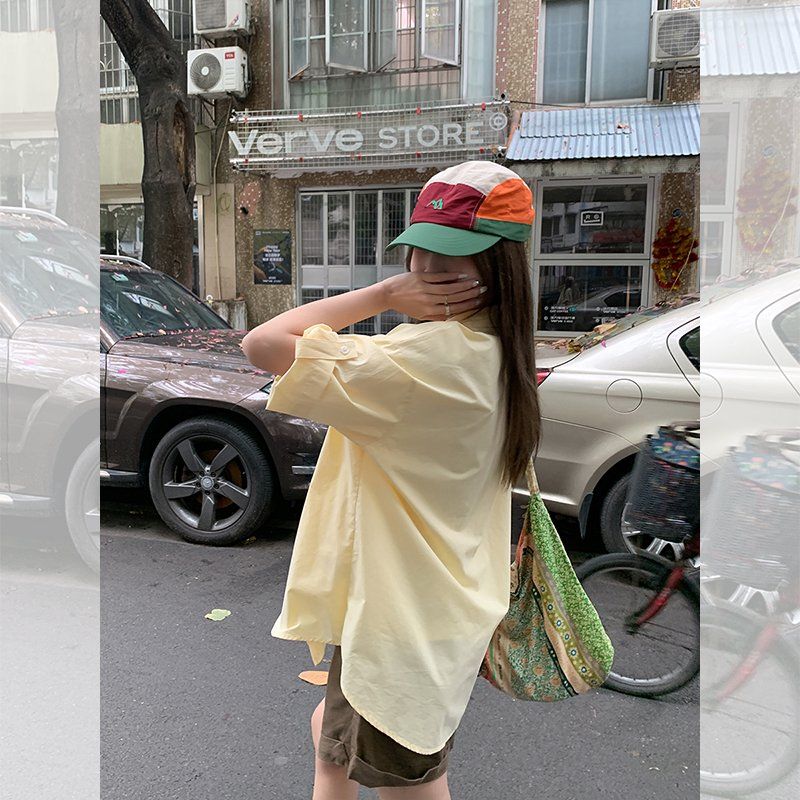 여름 여성 루즈핏 코튼100 카라 반팔 셔츠 남방 데일리 캐주얼 오버사이즈 이지웨어 시원한 - 상세 이미지 3