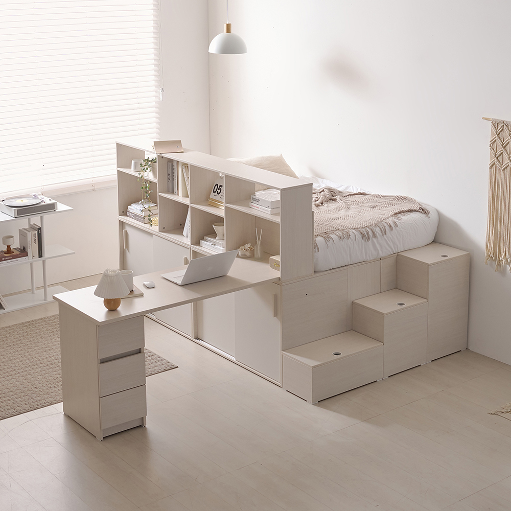 나다운 E0목재 LPM 빅수납 1200책상 슈퍼싱글침대세트 B형