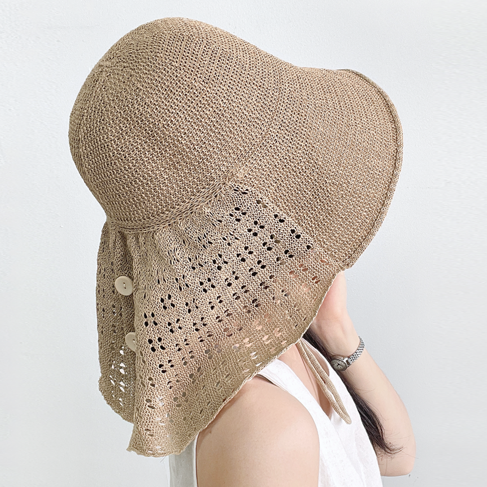 자외선차단 햇빛가리개모자 버킷햇 여성 여름 농사 차양막 니트 챙넓은모자