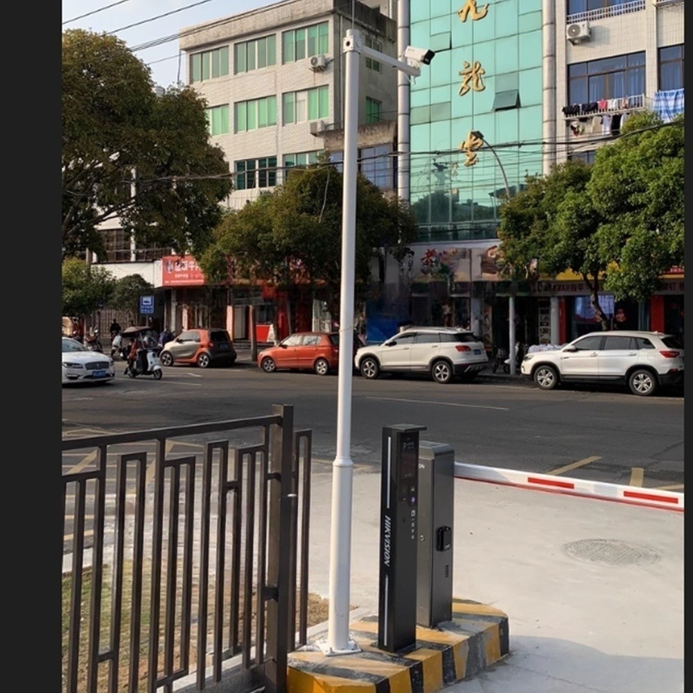 감시카메라 폴대 모니터링 CCTV 기둥 실외 스틸 지지대 2m 기둥 기본가로팔 포함 - 메인 이미지