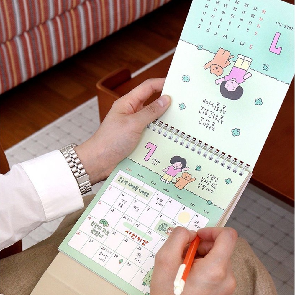 2026 년 탁상달력 25년 7월부터 26년 책상달력 18개월 캘린더 하반기 오렌지 - 메인 이미지