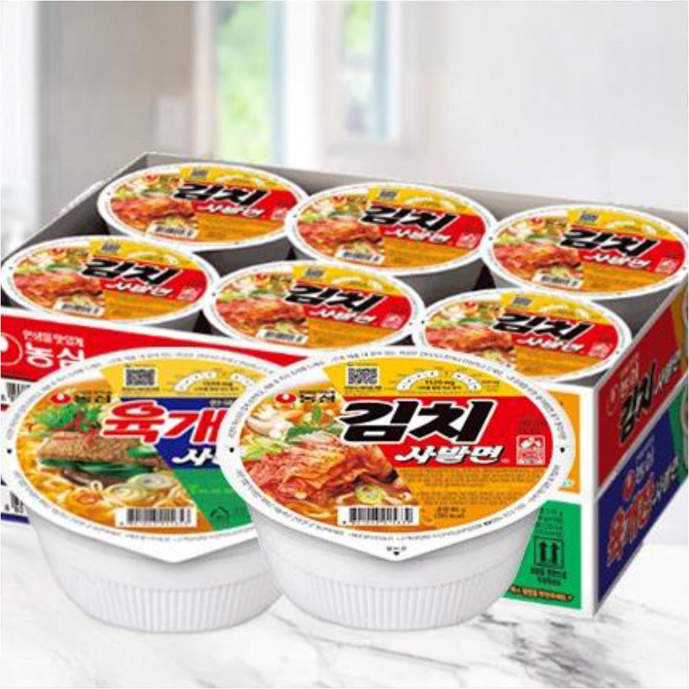 농심 육개장사발면 6입 컵라면 간편식 정통얼큰 국물라면 용기면 멀티팩 유통기한보증 : 기찬마켓K
