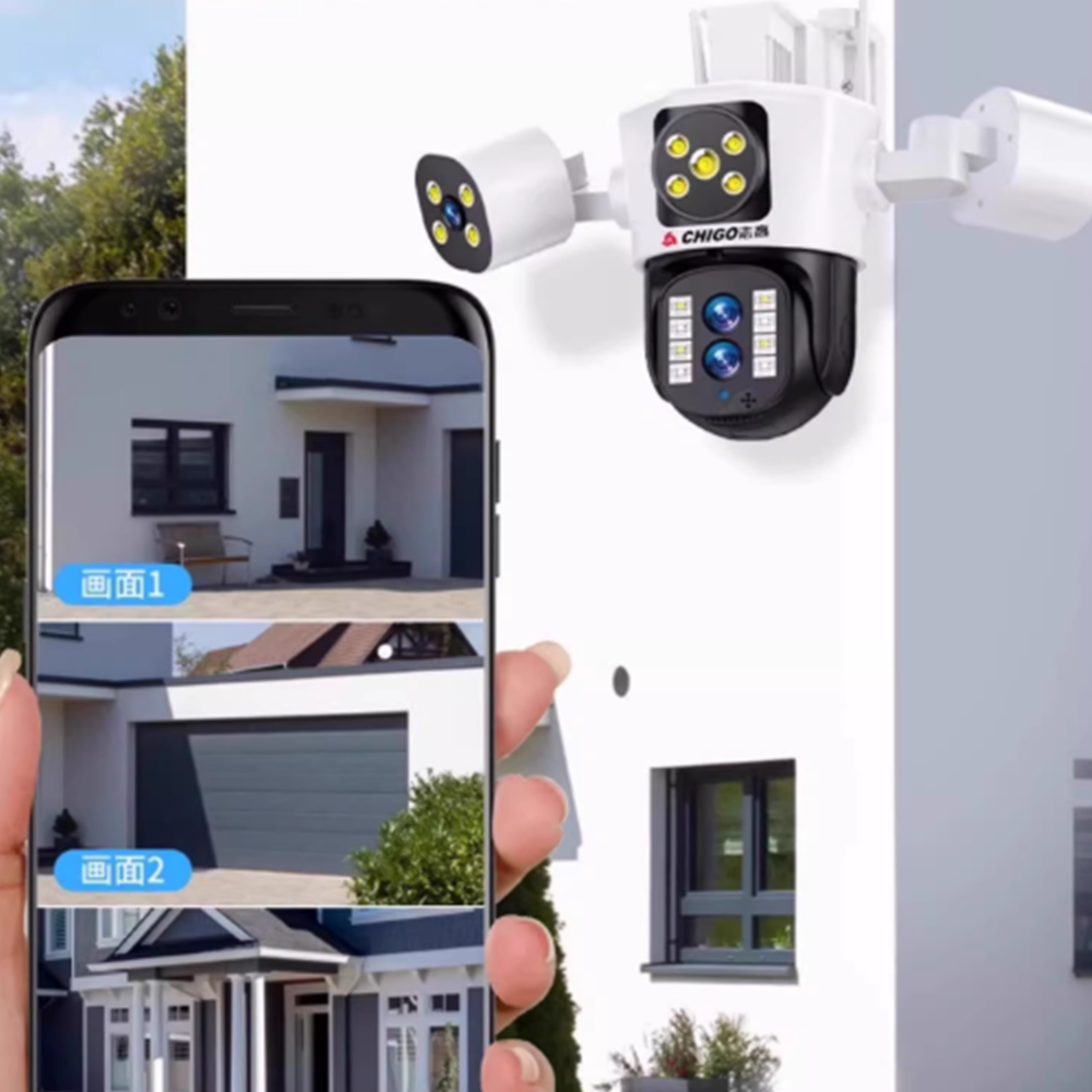 무선 감시 800만 화소 360도 야외 CCTV 카메라 HD카메라 1.화이트 WiFi유선 3렌즈 4광 - 상세 이미지 3