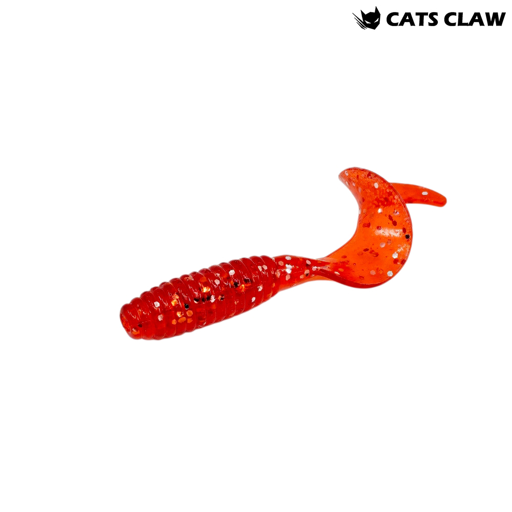 캣츠크로우 B그럽웜 쏘가리웜 광어 양태 농어 우럭 락피쉬웜 005 레드 실버, 7.6cm(3인치) - 메인 이미지