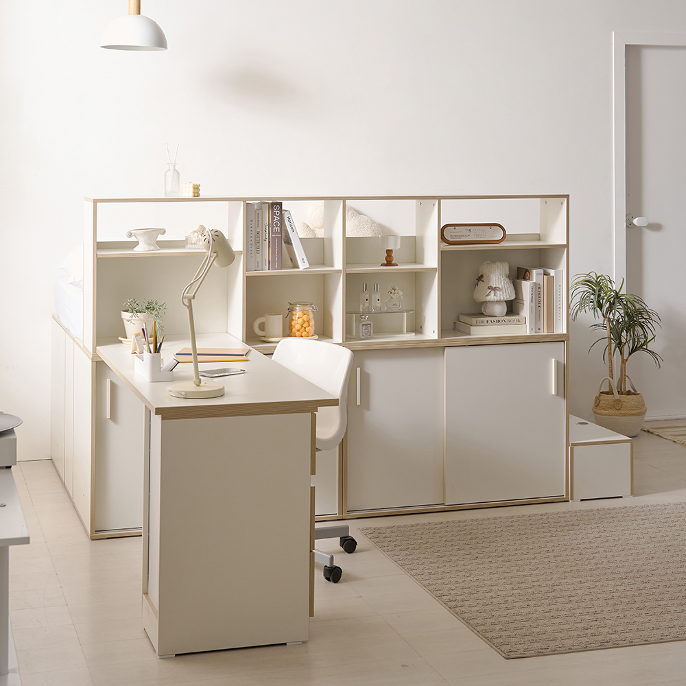 나다운 E0목재 LPM 빅수납 1200책상 슈퍼싱글침대세트 B형