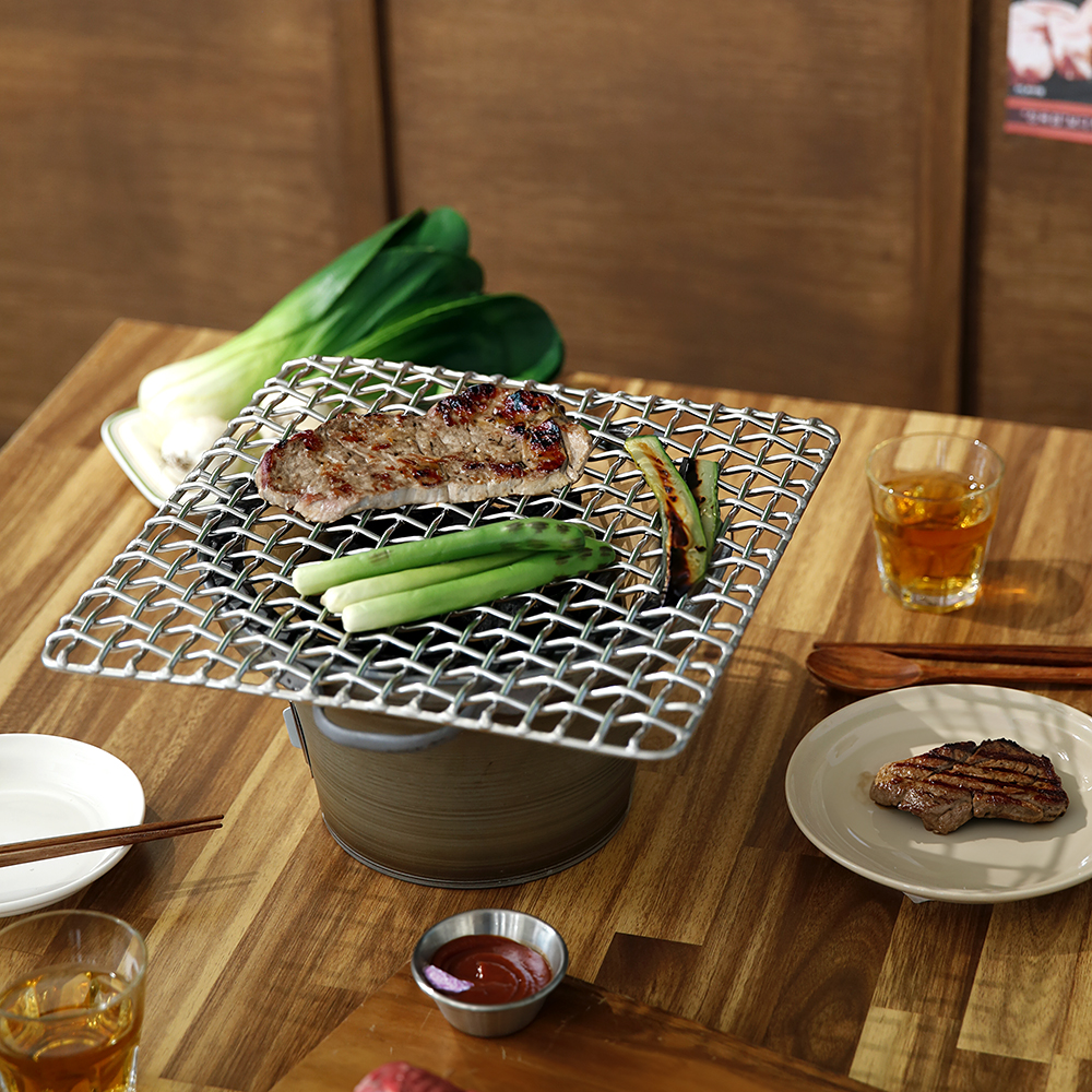 플라라 국산 사각 스텐 304 대형 고기 생선 바베큐 숯불 그릴 자이언트 석쇠