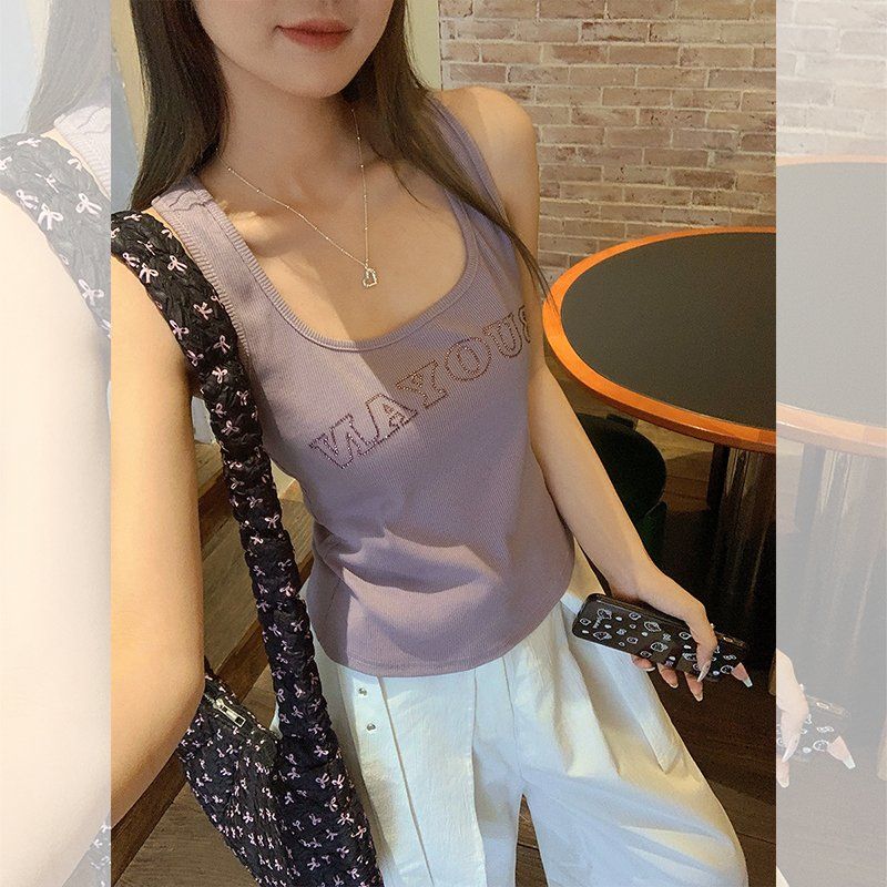 봄 여름 여성 슬림핏 라운드넥 민소매 니트 크롭 나시 탑 이너 데일리 캐주얼룩 - 상세 이미지 5