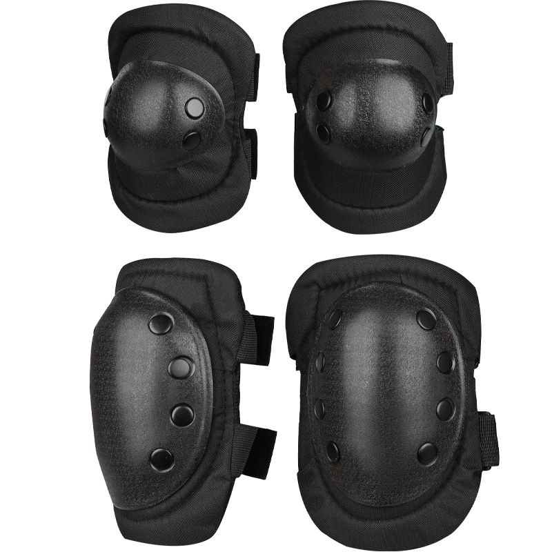 블랙호크 전술 무릎 및 팔꿈치 보호대 4종 세트 검정 - 상세 이미지 5