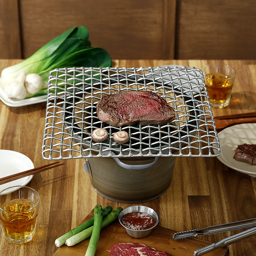 플라라 국산 사각 스텐 304 대형 고기 생선 바베큐 숯불 그릴 자이언트 석쇠