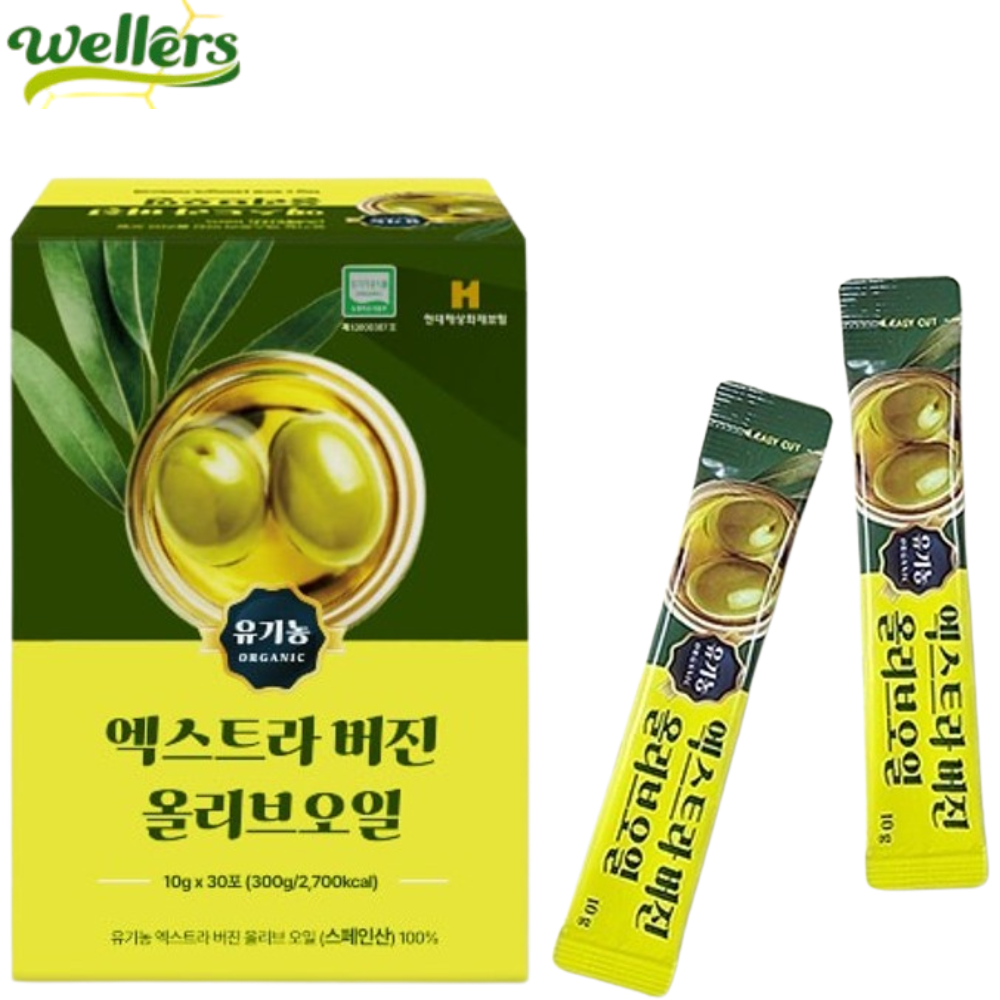 웰러스 유기농 프리미엄 엑스트라 버진 올리브 오일 스틱 10g 30포 1박스 기름 유 효능 - 상품 이미지