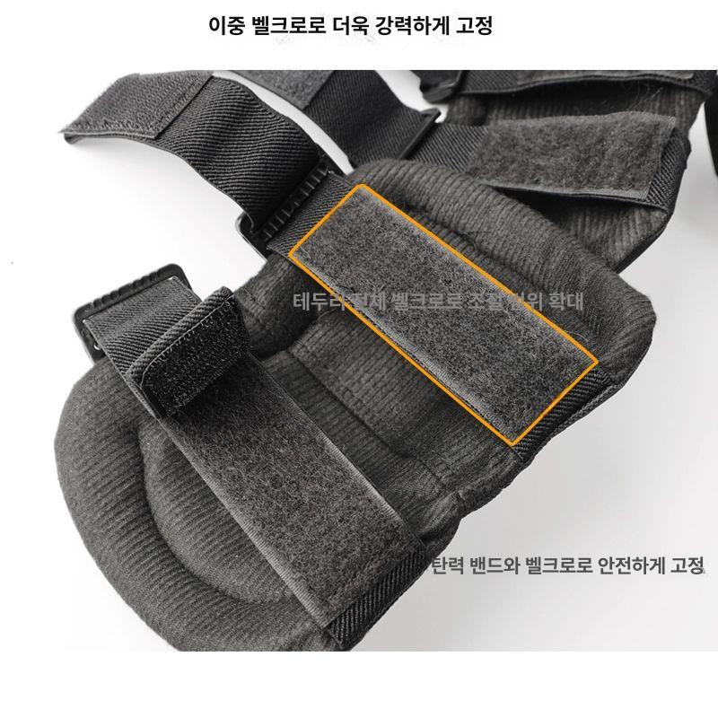 블랙호크 전술 무릎 및 팔꿈치 보호대 4종 세트 검정 - 상세 이미지 2