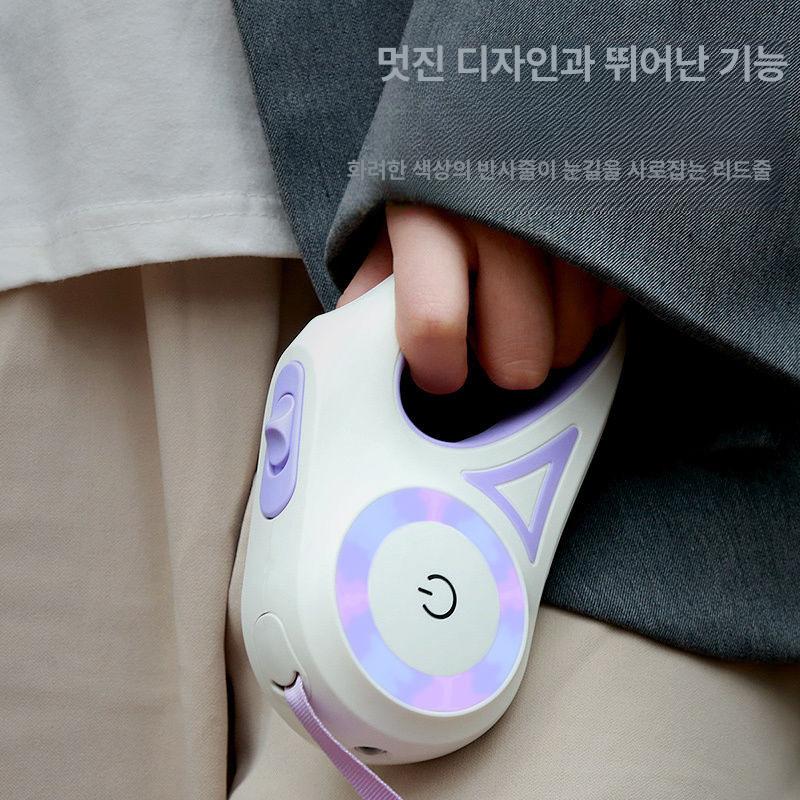 자동 수축식 강아지 리드줄 LED 소형견 대형견 산책용 튼튼한 가죽 목줄 로프 환상적인 보라색 3M 터치 변색 - 상세 이미지 2