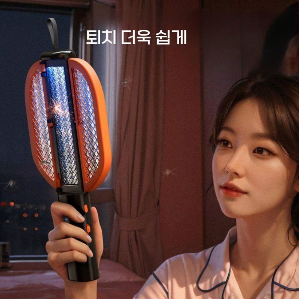 휴대용 접이식 전기 모기채 야외 캠핑 파리 벌레 해충 퇴치기 - 상세 이미지 5