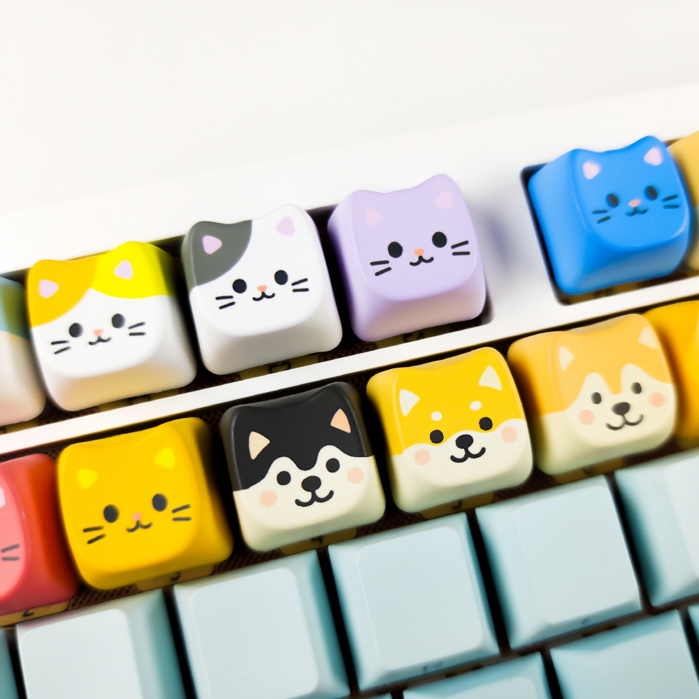 키캡 커스텀 주문제작 MAO PBT 강아지 고양이 키캡 키링 굿즈 인쇄 개봉기 | 실사용 후기 - 대표 이미지