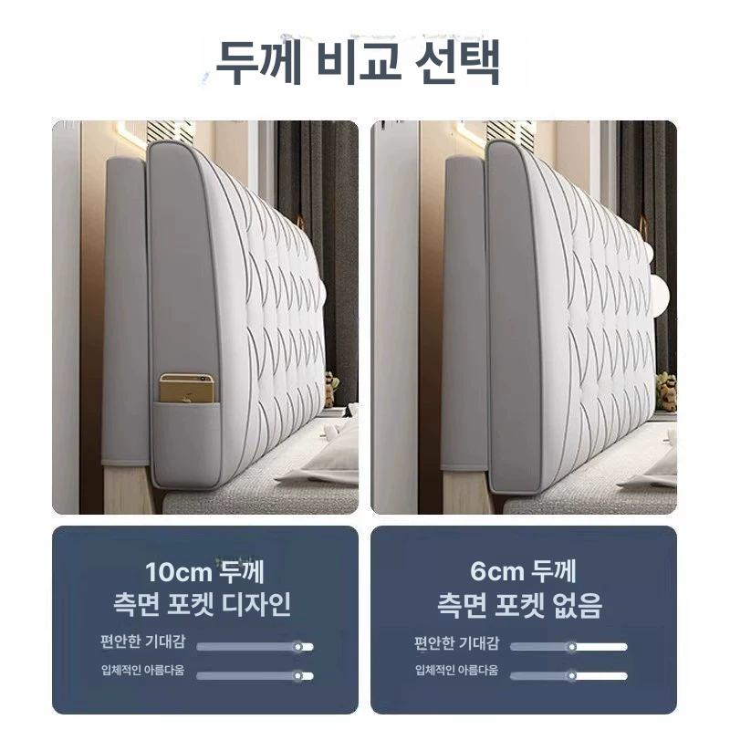 침대 헤드보드 벽쿠션 등받이 프레임 호텔식 포근한 4층 직물-청수 회색-격자 90x높이 6 있음- 에 씌움 - 상세 이미지 4