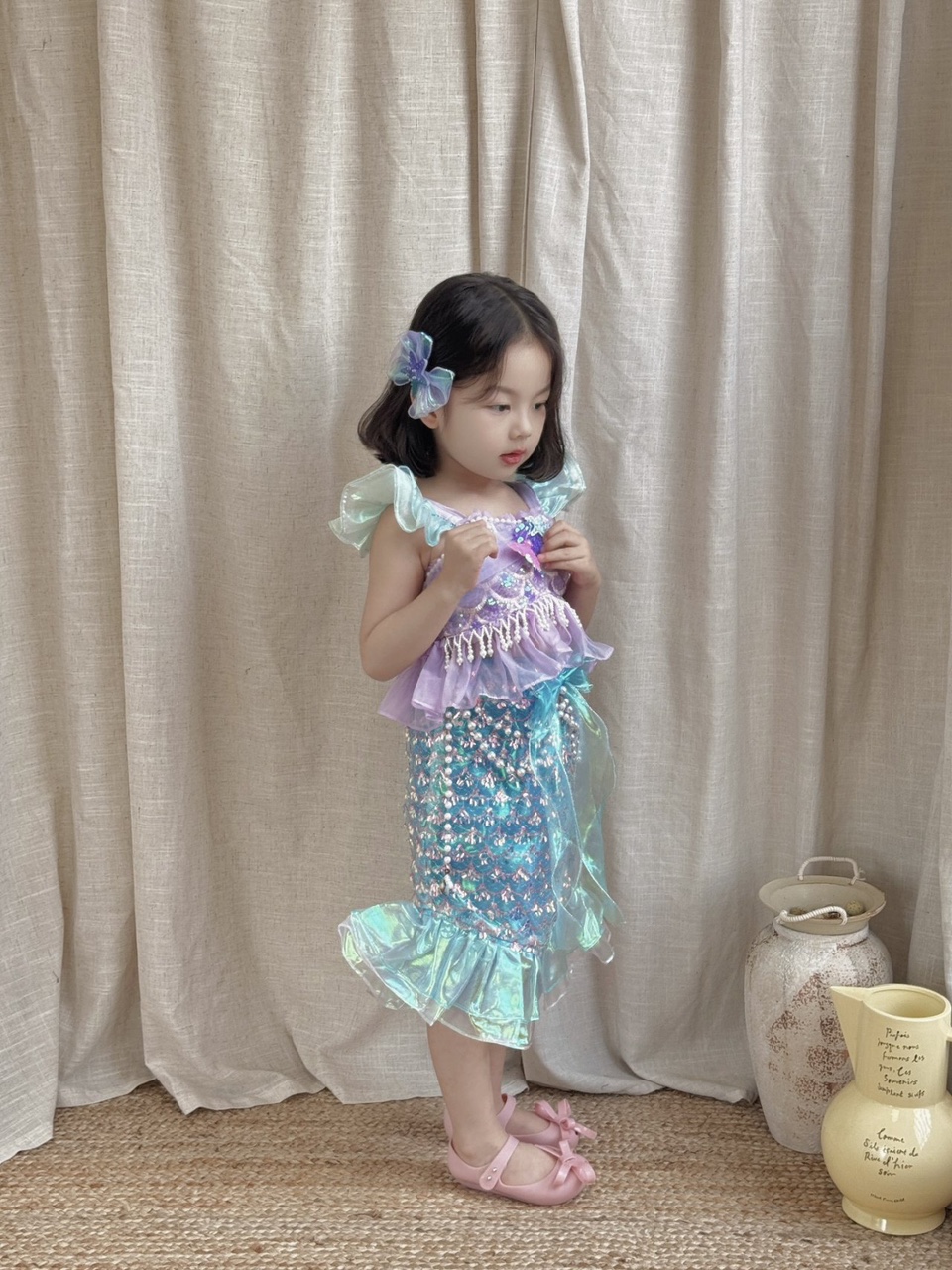 인어공주 셋업 코스튬 피오나 여아 유아 키즈 생일 어린이날 선물 - 상세 이미지 3
