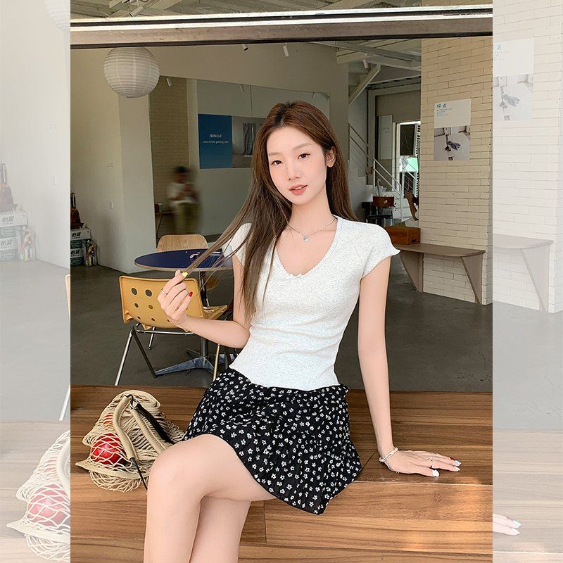 여름 여성 하이웨이스트 플라워 패턴 티어드 미니 스커트 플레어 캉캉 데일리 러블리 캐주얼룩 - 상세 이미지 5