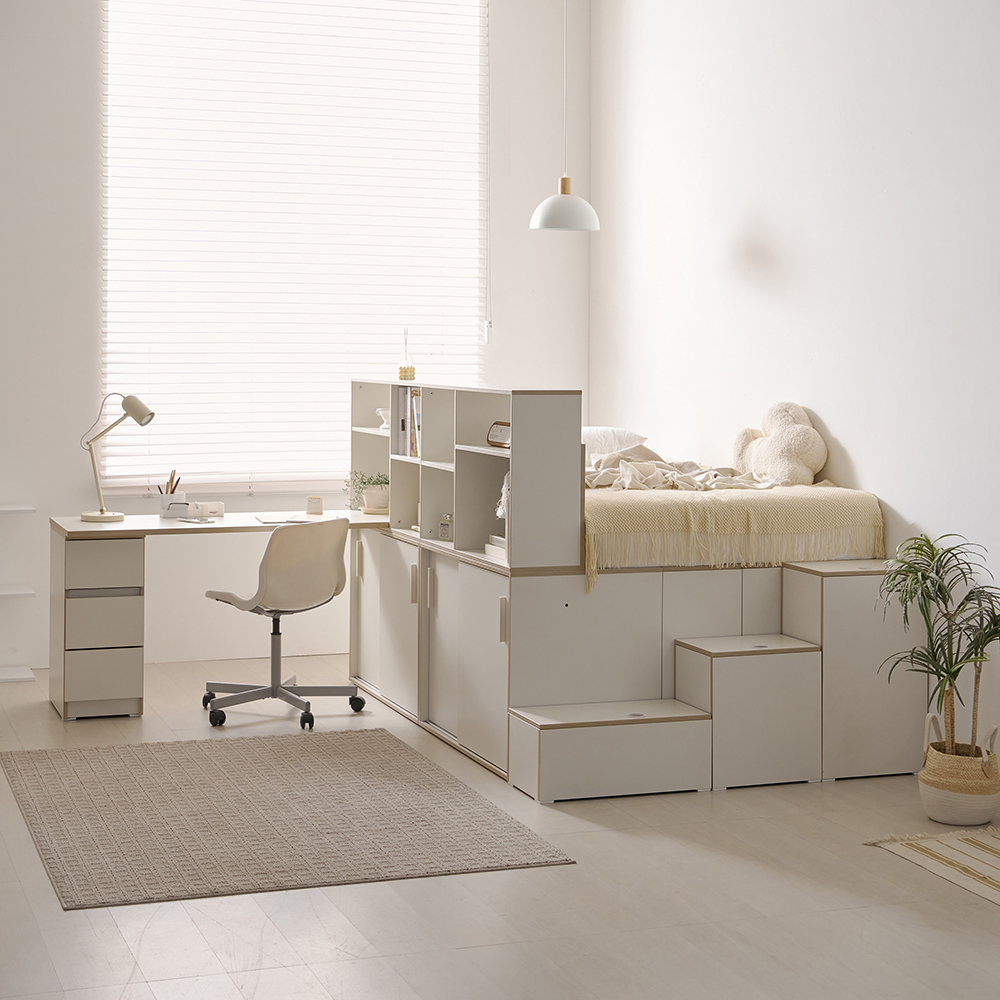 나다운 E0목재 LPM 빅수납 1200책상 슈퍼싱글침대세트 B형