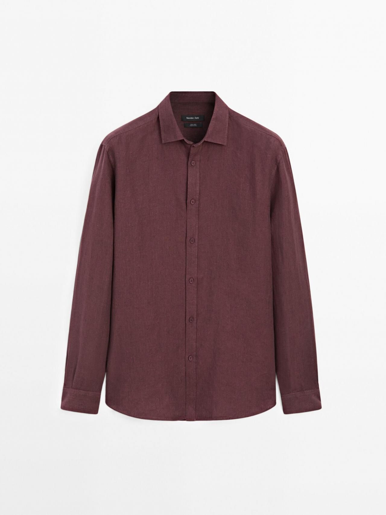 마시모두띠 레귤러핏 워시드 리넨 셔츠 0139/729 BURGUNDY