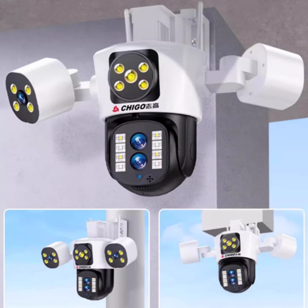 무선 감시 800만 화소 360도 야외 CCTV 카메라 HD카메라 1.화이트 WiFi유선 3렌즈 4광 - 상세 이미지 4