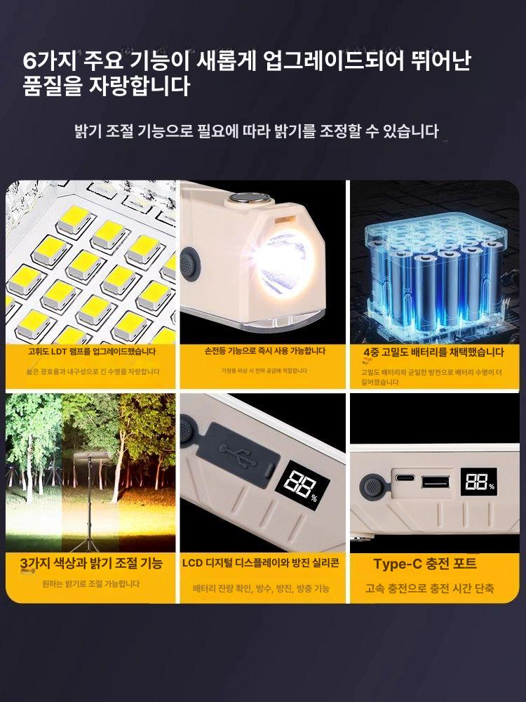 LED 충전식 무선 캠핑조명 램프 휴대용 비상등 정전대비 야외작업등 랜턴 대15000W 6-12h 이미지 7