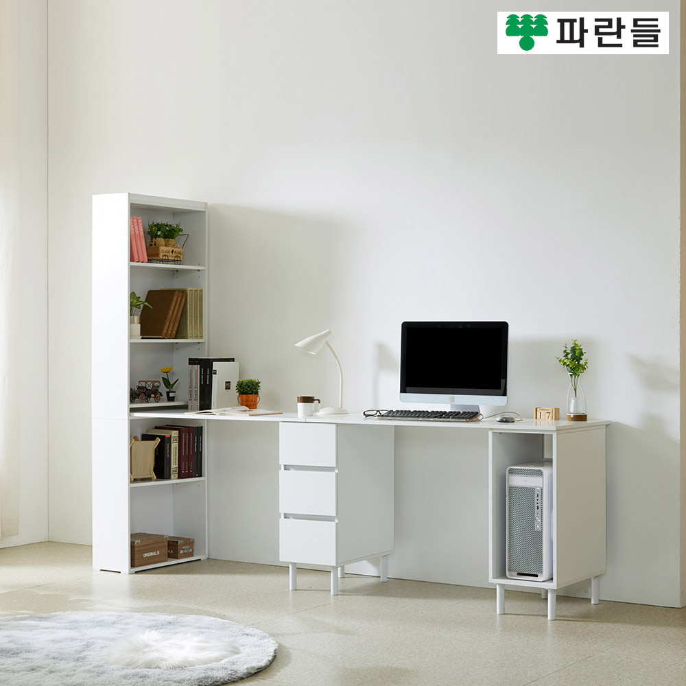 파란들가구 E0목재 LPM 서랍형 2000/2400 h형 2인용책상세트 - 메인 이미지
