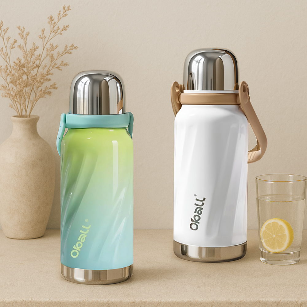 자이언트 오볼 대용량 보온 보냉 스텐 손잡이 스트랩 텀블러 960ml 봄 여름 분유 이유식 등산 캠핑 대형 운동 - 메인 이미지