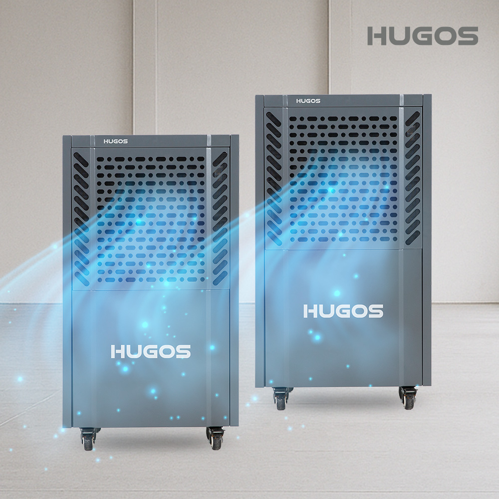 휴고스 산업용 이동식 제습기 100L 고효율 대용량 공업용 업소용 공장 창고 컴팩트형