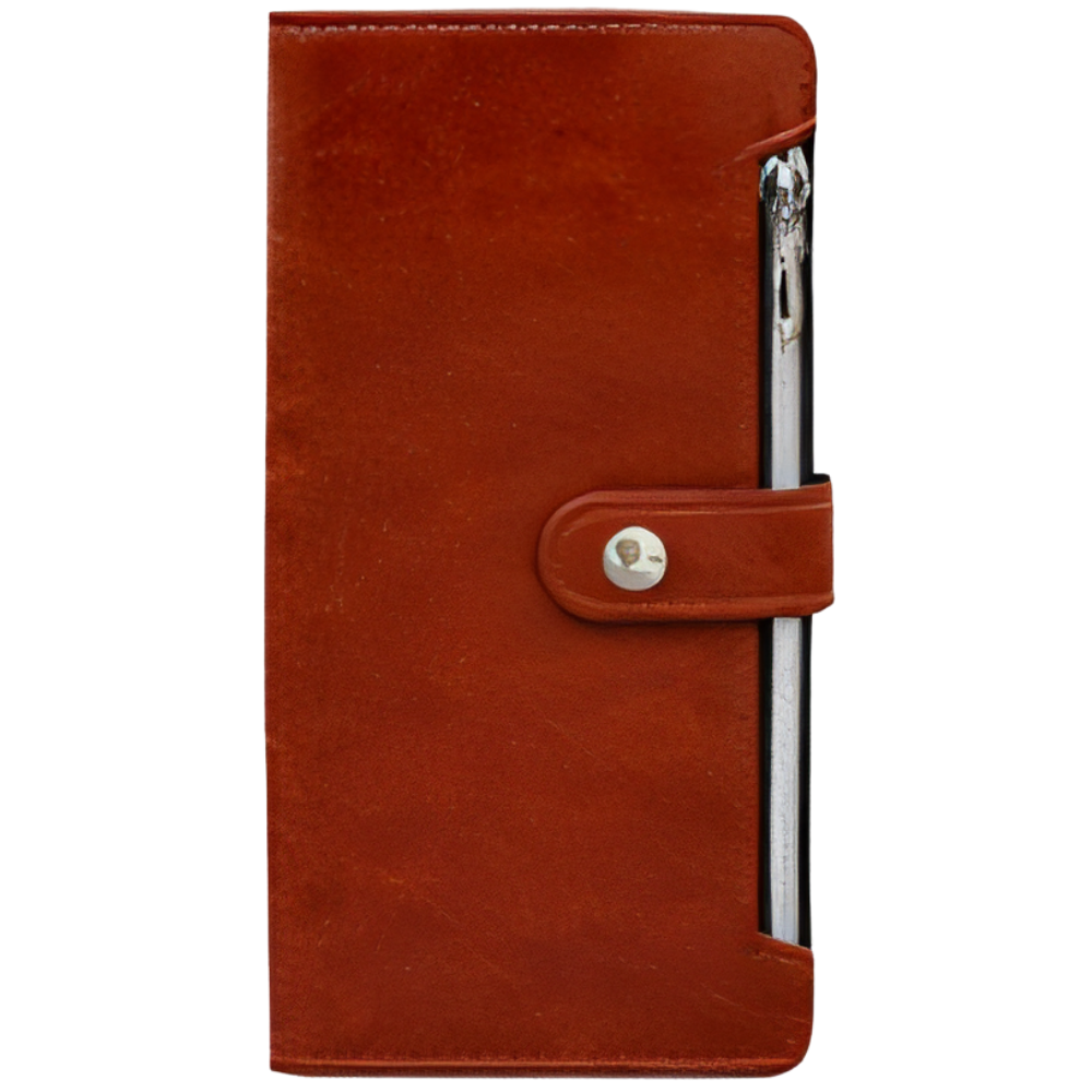 스테디아 카드 이중포켓 지퍼형 다이어리 지갑 케이스 브라운, 갤럭시A9프로