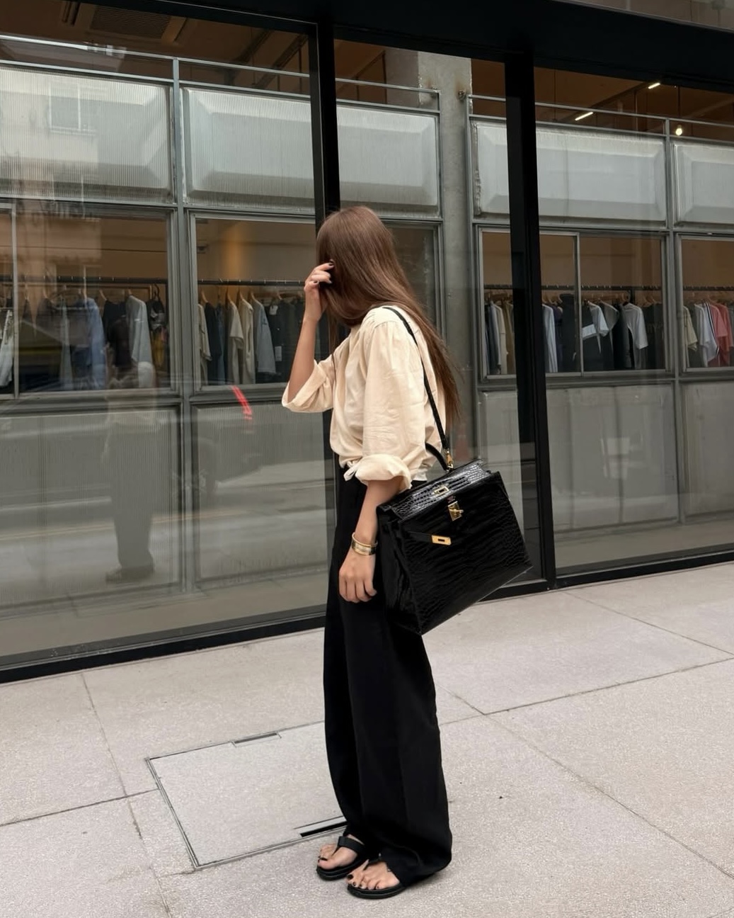 [S당일] 아웃핏 슈가 팬츠 프리미엄 린넨100 와이드슬랙스 (블랙) - 상세 이미지 2