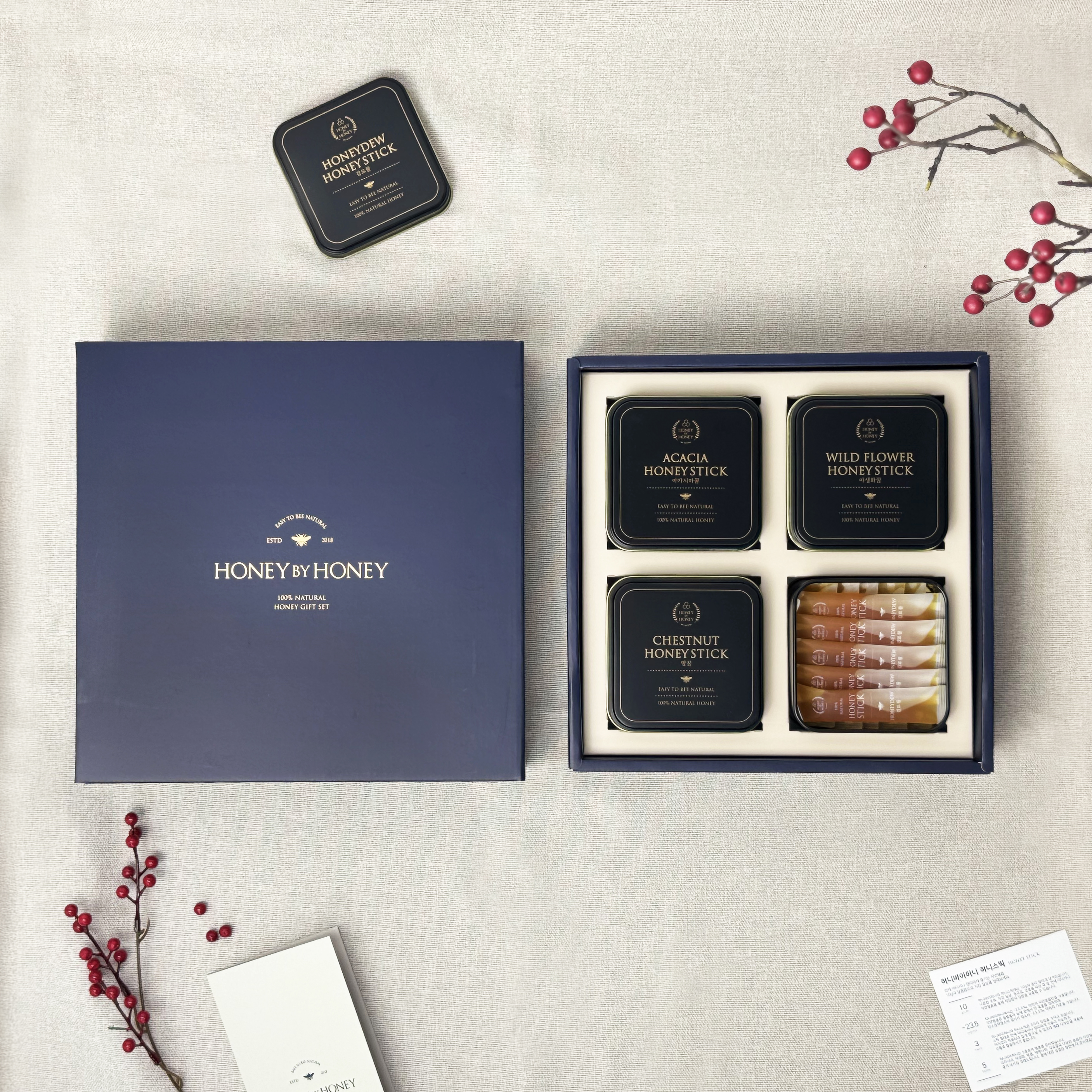 허니바이허니 국산 벌꿀 스틱 부모님 교수님 선물 세트 60포입 아카시아 야생화 밤