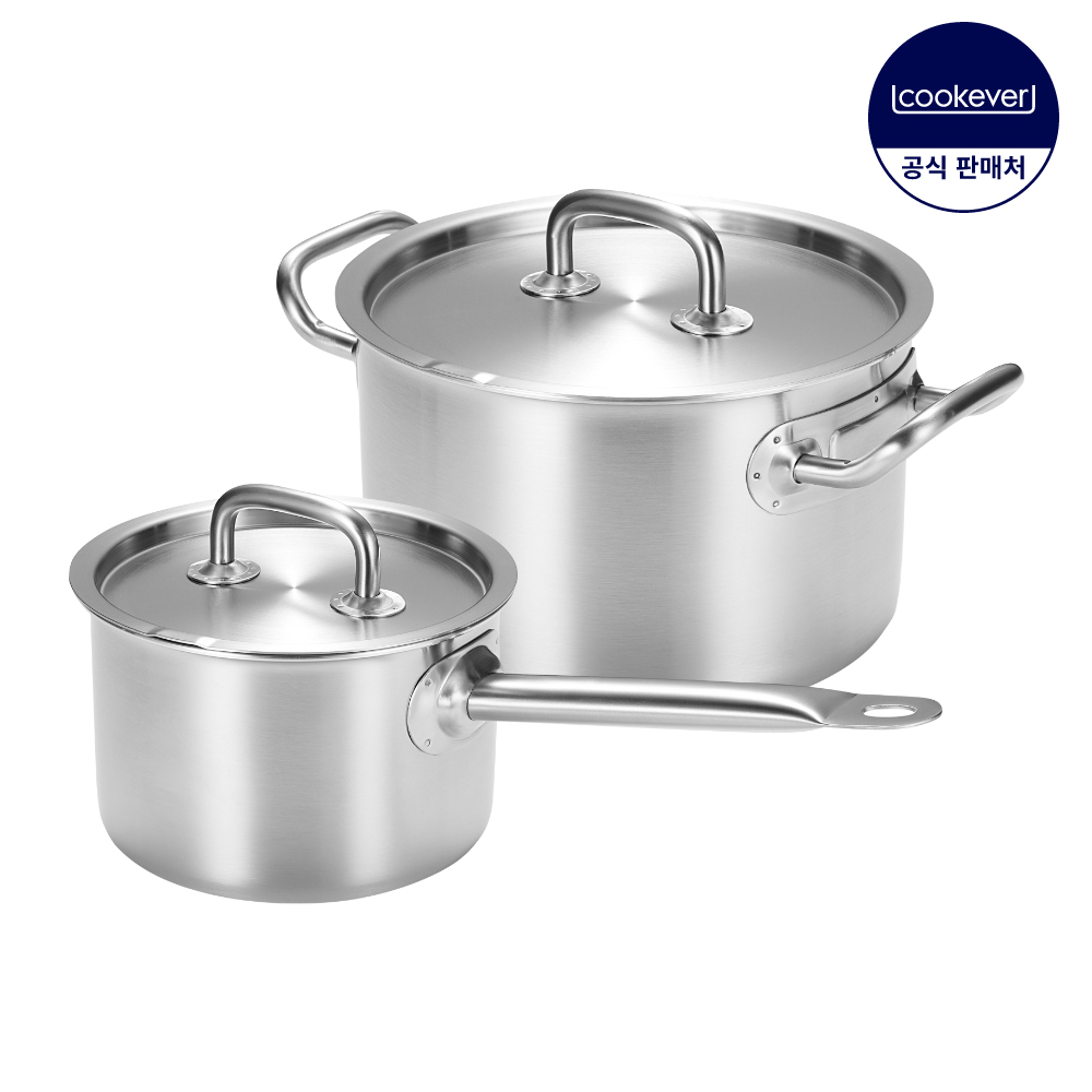 쿡에버 프로 프리미엄 인덕션 통5중 스텐 냄비 2종 세트 (편16+양20)
