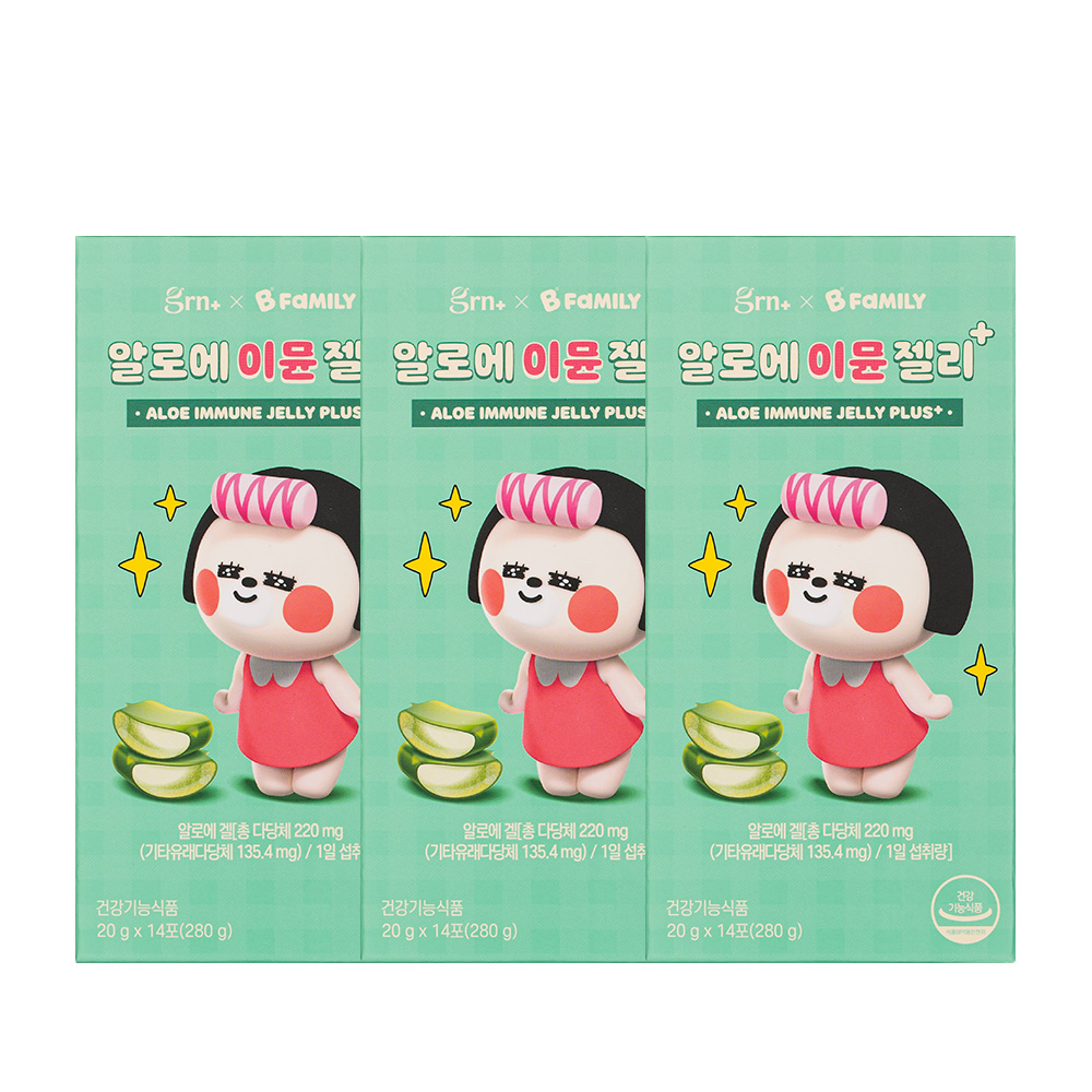 GRN 알로에 이뮨 젤리 겔 다당체 피부 장 면역력 14포 X 3개 - 메인 이미지