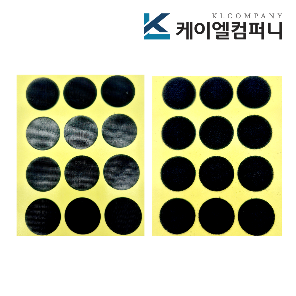 지름 3cm 국산 강력 동그란 원형 접착 벨크로테이프 검정색 암수세트 12개입 1장씩 - 상품 이미지