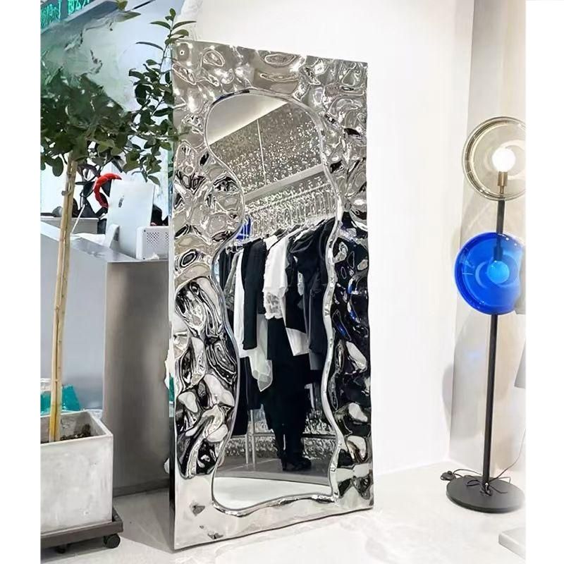 물결 프레임 전신거울 스텐 미러 카페 옷가게 벽거울 A타입 / 70x180cm - 상세 이미지 4