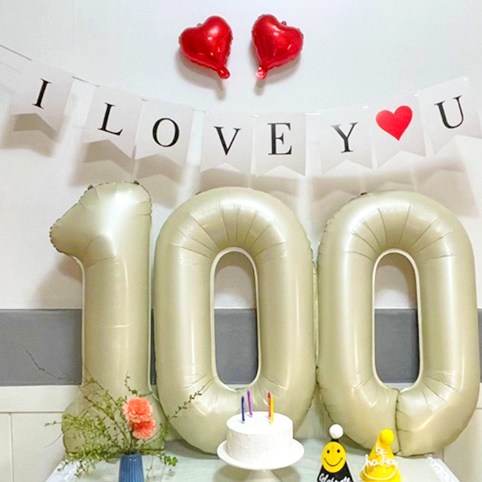 대형숫자은박풍선 100일 500일 1000일기념일숫자풍선 가랜드세트 커플이벤트소품 - 메인 이미지