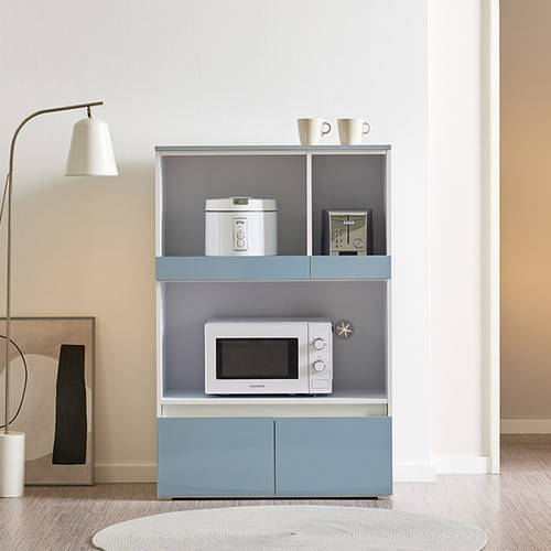 주방 렌지대 수납장 모노화이트 전자레인지 밥솥 키친선반 정리 틈새장 다용도 수납장