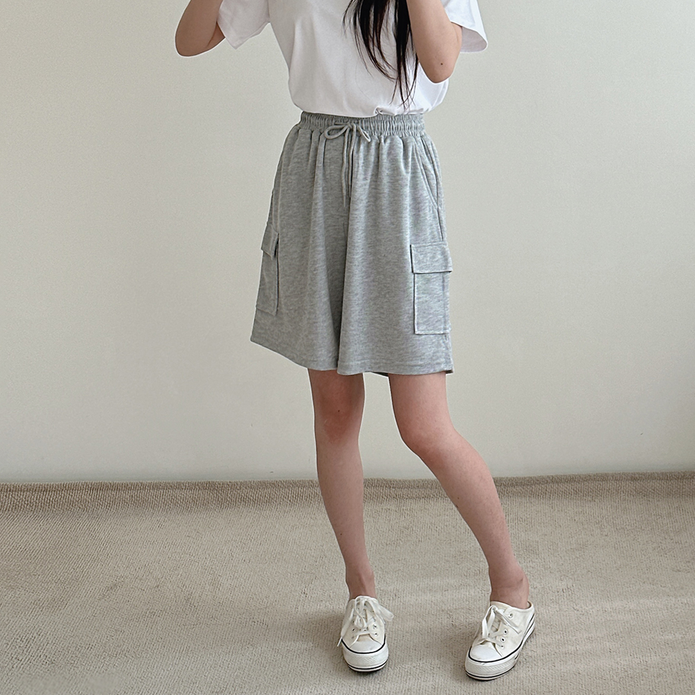 여성 반바지 트레이닝 카고 스판 밴딩 여름 하이웨스트 키작녀 팬츠 - 상세 이미지 3