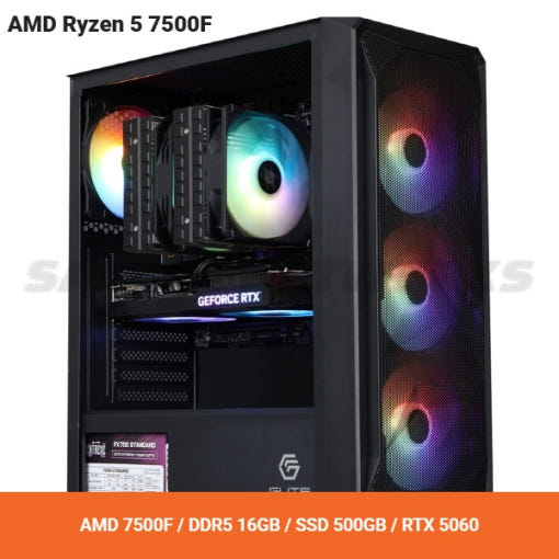 PCKOREA AMD 7500F+RTX5060 고사양 조립 컴퓨터 PC [AMD7500F/DDR5 16GB/SSD500GB/RTX5060]