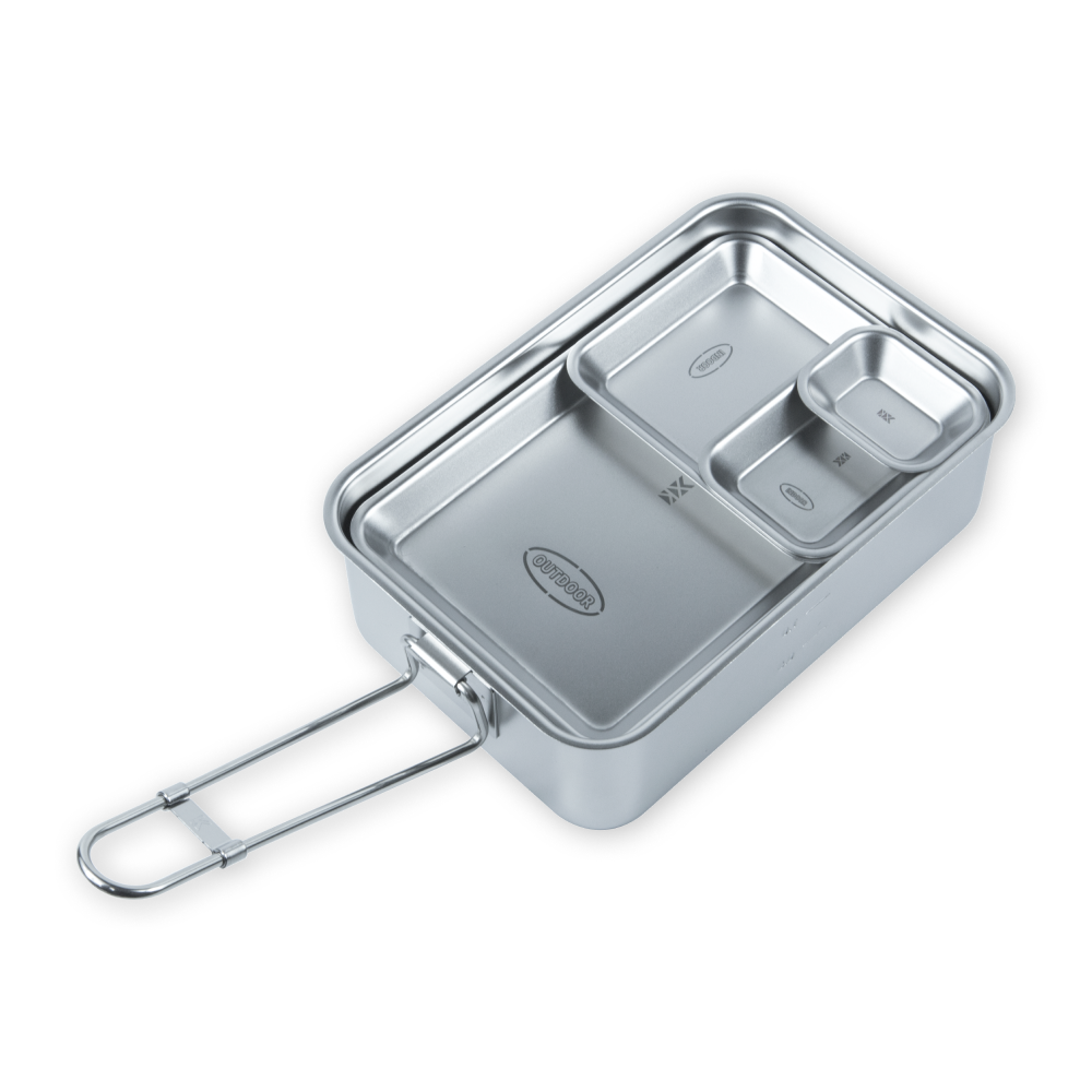 키녹스 캠핑 그릇 스텐 하프스택 사각4종 접시 세트