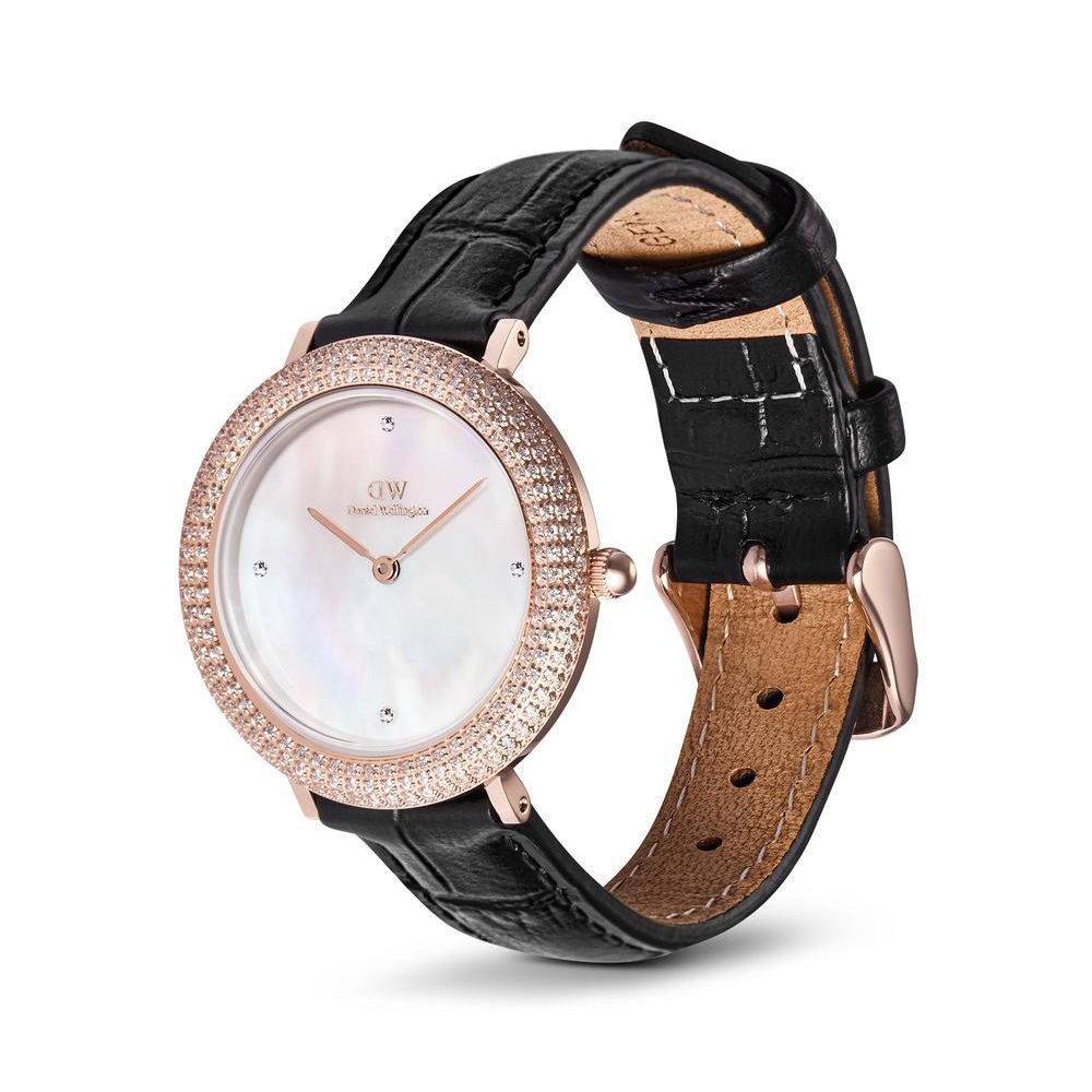 다니엘 웰링턴 CRYSTALLINE BEZEL BLACK CROC 여자 큐빅 가죽 시계 - 상세 이미지 5