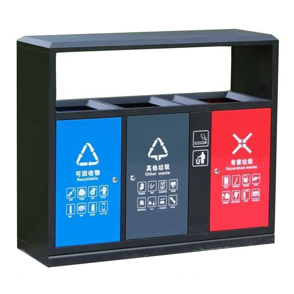 야외 분리수거함 철제 쓰레기 재활용 공원 대형 3구 A - 상품 이미지